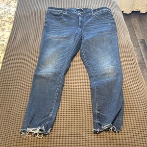 Express Women's Ankle Distressed Jeans - Blue